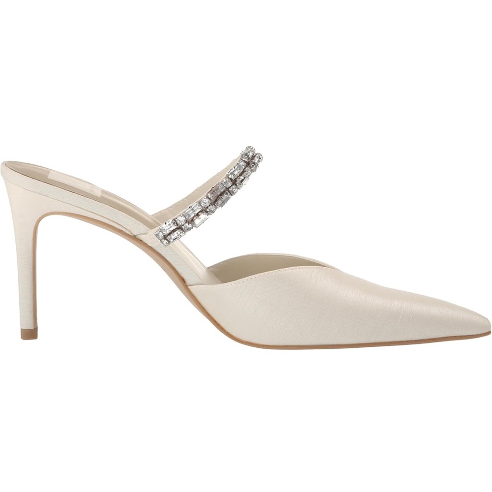 Dolce Vita Ivory Pointed Toe Jeweled Strap Mules
